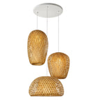 Traditional Vintage Bamboo Metal Weaving Round 1-Light Pendant Light for Living Room Lumendat
