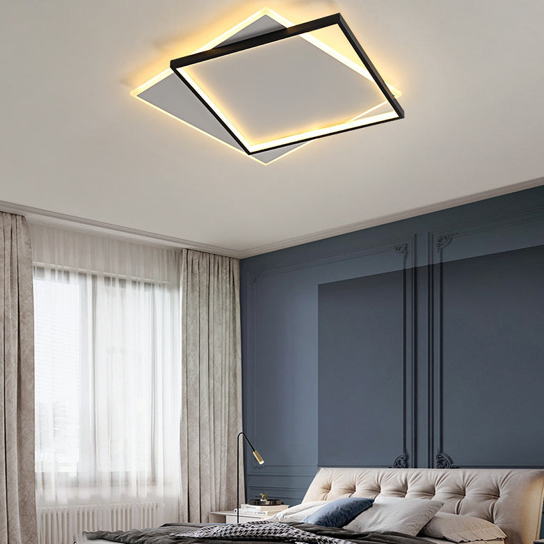 Modern Minimalist Square Round Iron Acrylic LED Flush Mount Ceiling Light for Living Room