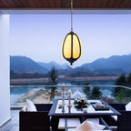 Modern Art Deco Cast Aluminum Oval Pumpkin 1-light Pendant Light for Outdoor Patio BulbSquare