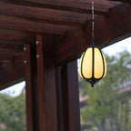 Modern Art Deco Cast Aluminum Oval Pumpkin 1-light Pendant Light for Outdoor Patio BulbSquare