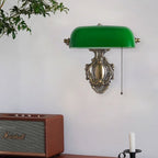 Retro Copper Green Glass Shade 1-Light Wall Sconce Lamp