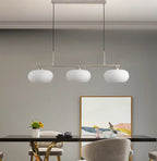 Light Luxury Persimmon Milk White Glass 3-light Island Light Chandelier BulbSquare