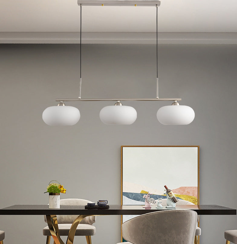 Light Luxury Persimmon Milk White Glass 3-light Island Light Chandelier