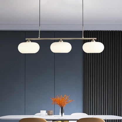 Light Luxury Persimmon Milk White Glass 3-light Island Light Chandelier