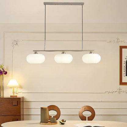 Light Luxury Persimmon Milk White Glass 3-light Island Light Chandelier