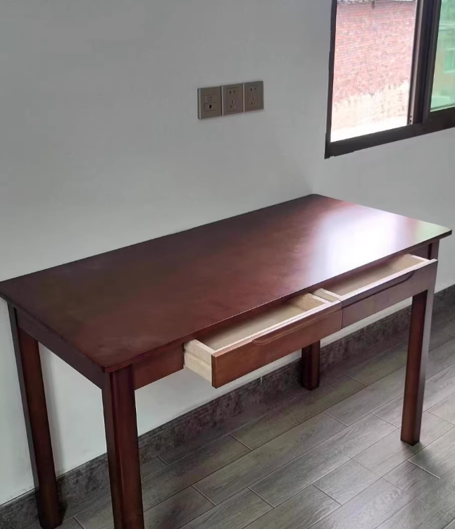 Modern Minimalist Rectangular Solid Wood Board Desks 1/2-Drawer For Home Office DFM-F