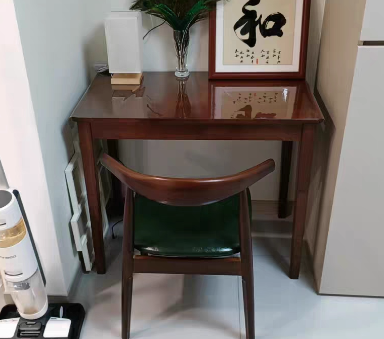 Modern Minimalist Rectangular Solid Wood Board Desks 1/2-Drawer For Home Office