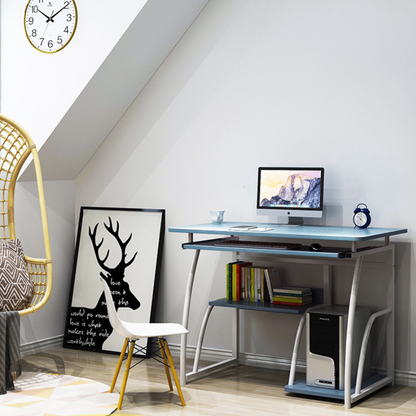 Modern Minimalist Rectangular Iron Density Board Desk 3-Tier For Home Office