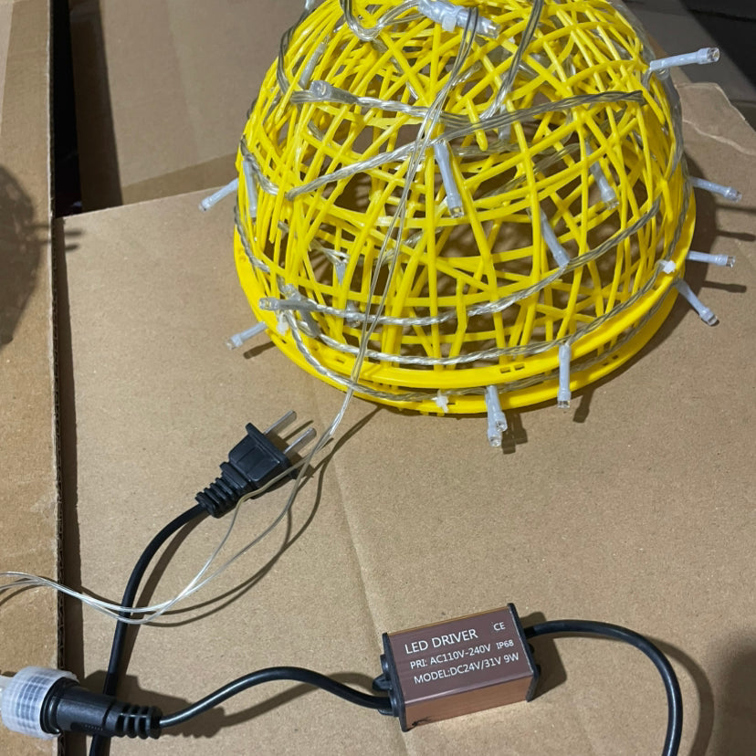 Modern Art Deco Solar Waterproof Weaving Ball Hanging PVC Plastic LED Outdoor Light Landscape Lighting For Garden Lumendat