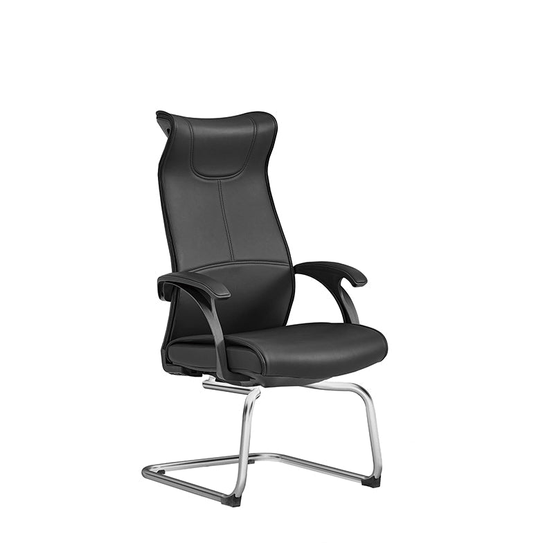 Modern Minimalist Ergonomic Leather Plywood Metal Office Chair Executive Gaming Desk Chair With Headrest Lumbar Support Cantilever Base For Home Office Set Of 2 Lumendat