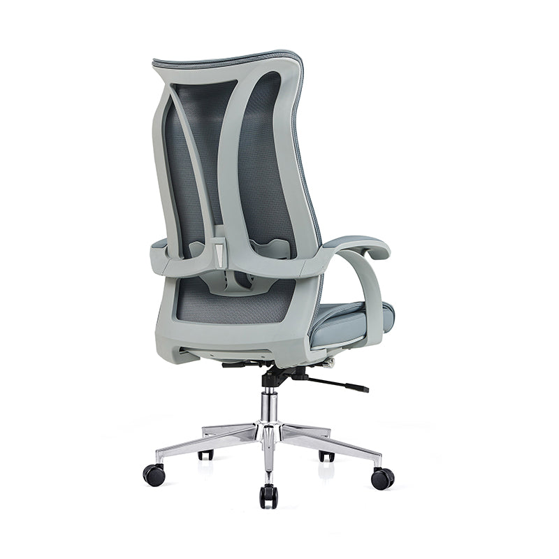 Modern Ergonomic High Back Leather Plywood & Metal Office Chair Executive Swivel Desk Chair With Headrest Lumbar Support Adjustable Rolling Computer Chair Lumendat