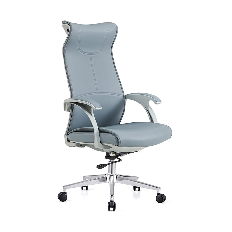 Modern Ergonomic High Back Leather Plywood & Metal Office Chair Executive Swivel Desk Chair With Headrest Lumbar Support Adjustable Rolling Computer Chair Lumendat