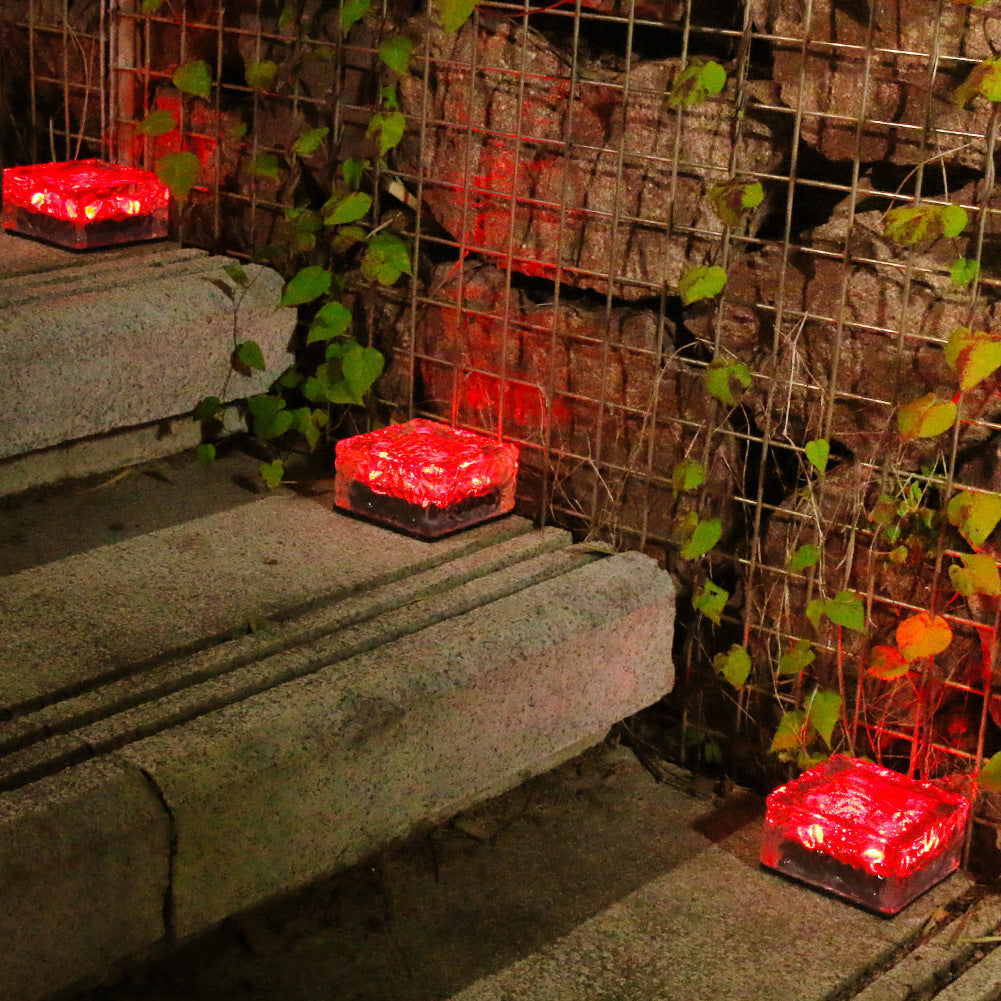 Solar LED Ice Brick Waterproof Glass Ground Light Garden Light Lumendat