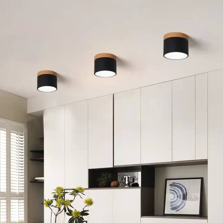 Scandinavian Macaroon Solid Color Log LED Flush Mount Ceiling Light BulbSquare