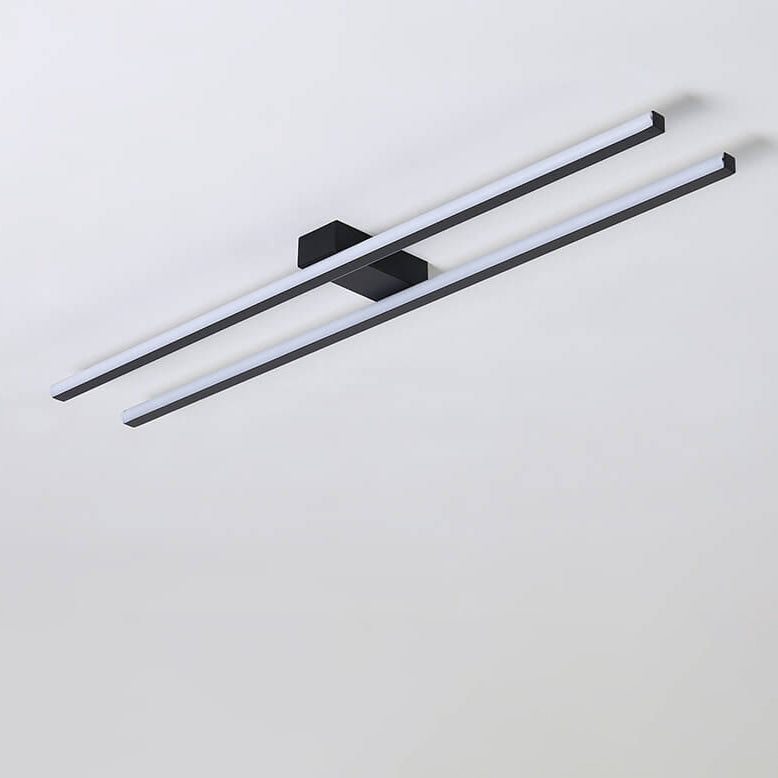 Modern Minimalist Geometric Dual Straight Line LED Semi-flush Mount Ceiling Light for Hallway