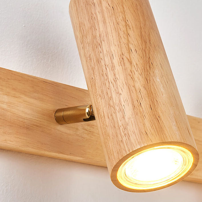 Japanese Minimalist Solid Wood Spotlight Track 1/3/4 Light Flush Mount Ceiling Light Lumendat