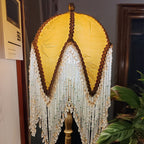 Traditional French Tassel Leaf Iron Fabric 1-Light Table Lamp For Bedroom Lumendat