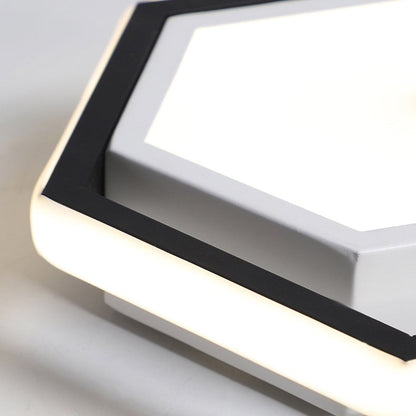 Modern Minimalist Geometric Hexagonal Ring LED Flush Mount Ceiling Light