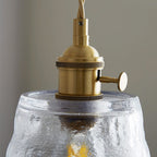 Vintage Glass Brass Drum 1-light Pendant Light BulbSquare