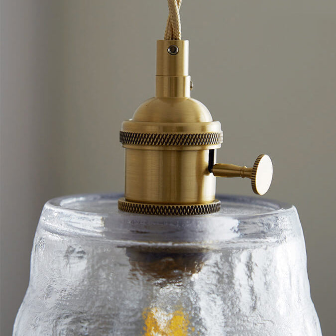 Vintage Glass Brass Drum 1-light Pendant Light