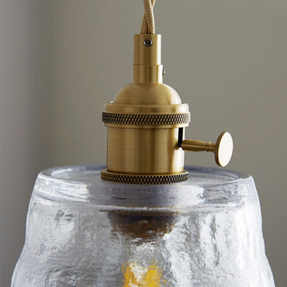 Vintage Glass Brass Drum 1-light Pendant Light