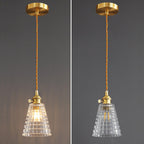 Modern Luxury Glass Bell Shade Brass 1-light Pendant Light BulbSquare