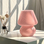 Modern Minimalist Striped Mushroom Glass 1-Light Table Lamp Lumendat