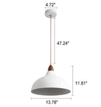 Japanese Simple Iron Dome Solid Wood Top 1-light Pendant Light BulbSquare
