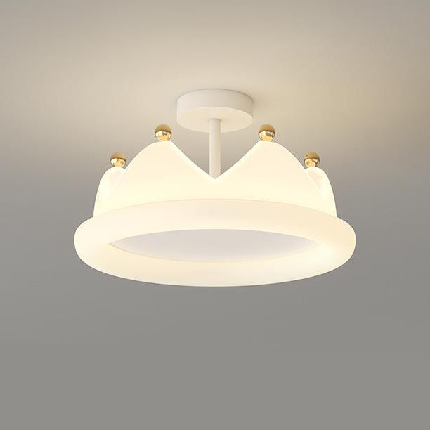 Contemporary Creative Kids Crown Iron Pe LED Semi-flush Mount Ceiling Light for Bedroom