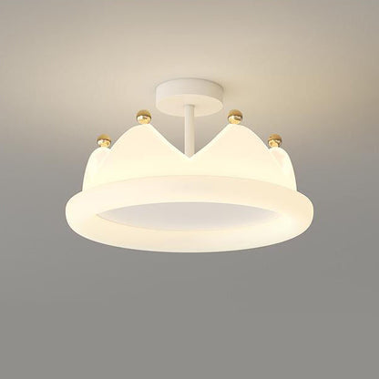 Contemporary Creative Kids Crown Iron Pe LED Semi-flush Mount Ceiling Light for Bedroom