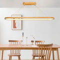 Modern Chinese Solid Wood Round Ring Frame Island Light LED Chandelier Lumendat