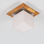 Nordic Minimalist Square Log Glass 1-Light Flush Mount Lighting Lumendat