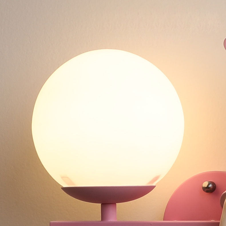 Contemporary Creative Kids Girls Unicorn Orb Resin Iron Glass 1-Light Wall Sconce Lamp For Bedroom Lumendat