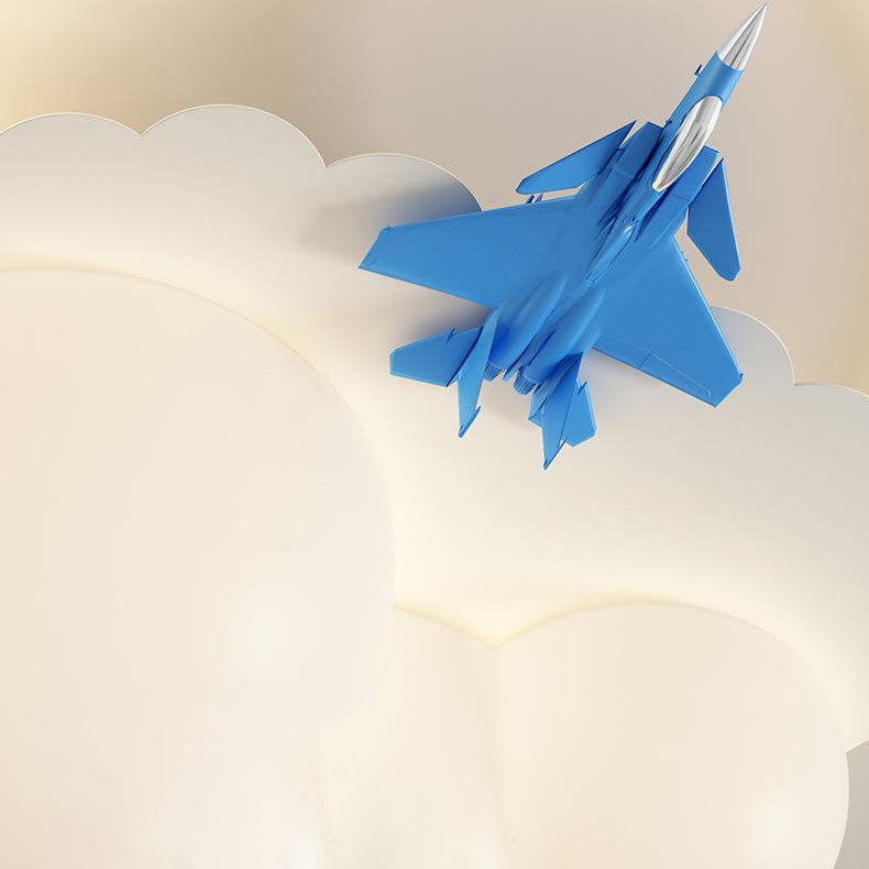 Lumendat Modern Kids Cloudy Airplane Iron Resin Rotomolded LED Flush Mount Ceiling Light Lumendat
