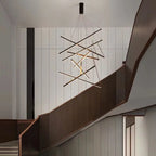 Nordic Light Luxury Iron Aluminum Geometric Line Combination LED Chandelier Lumendat