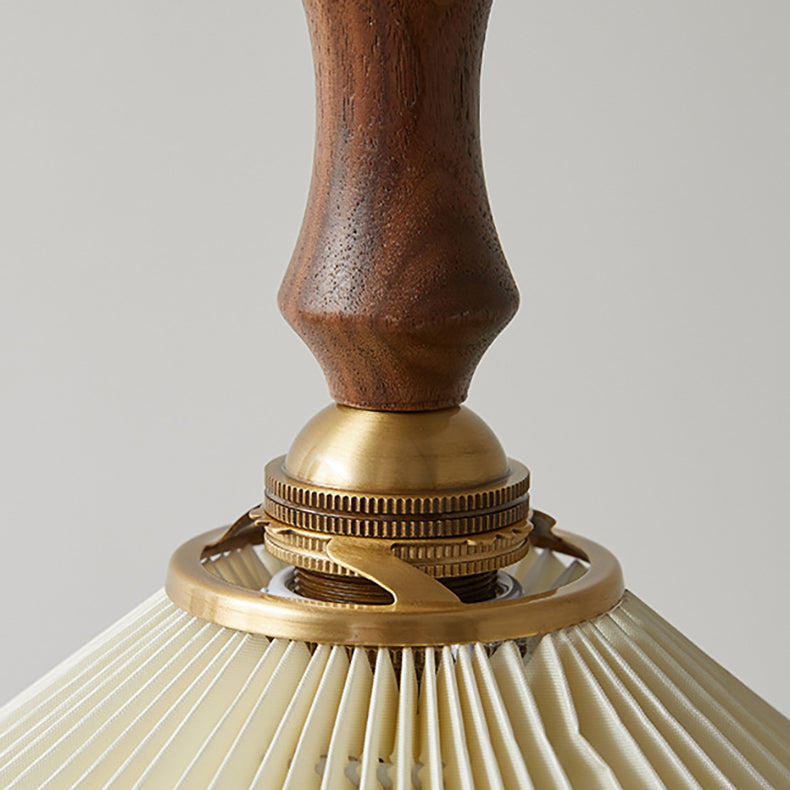 Vintage 1-light Pleated Fabric Conical Pendant Light