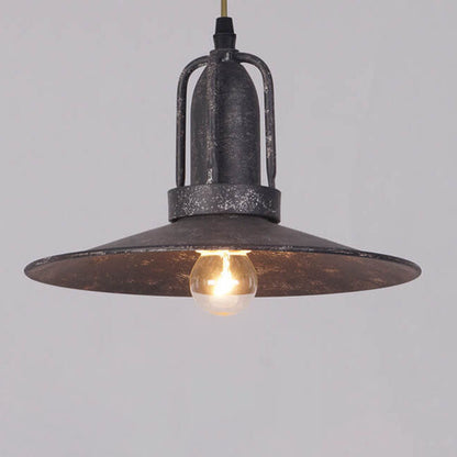 Contemporary Industrial Pot Lid Iron Antique 1-Light Pendant Light For Living Room
