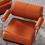 Contemporary Luxury Faux Leather Upholstered Height Adjustable Swivel Bar Stool Armrest Footrest For Dining Room DFM-F