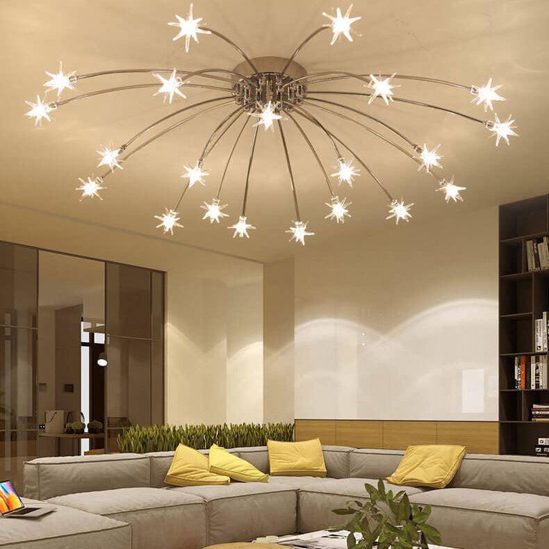 Contemporary Creative Full Of Star Iron 12/21/28 Light Flush Mount Ceiling Light For Living Room Lumendat