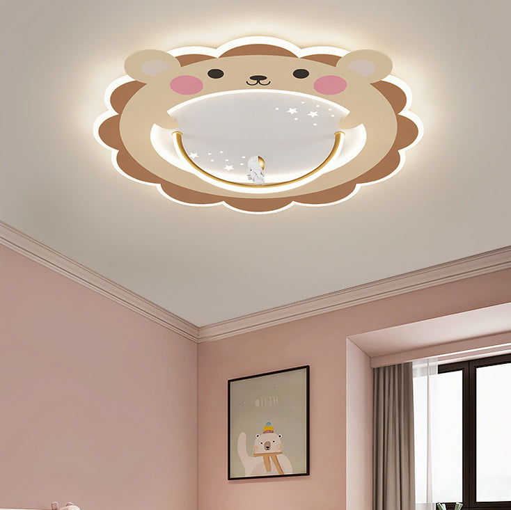 Lumendat Modern Art Deco Kids Aluminum Acrylic Penguin Panda Lion Sheep Round LED Flush Mount Ceiling Light For Bedroom Lumendat