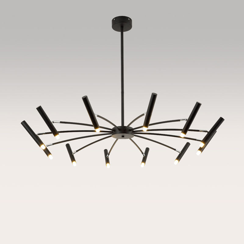 Contemporary Scandinavian Round Radioactive Iron Aluminum 12/24 Light Chandelier for Living Room