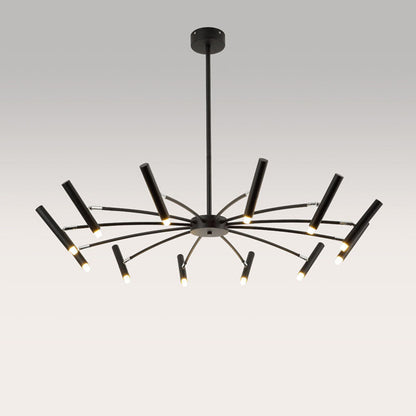 Contemporary Scandinavian Round Radioactive Iron Aluminum 12/24 Light Chandelier for Living Room