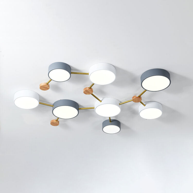 Scandinavian Minimalist Solid Wood Iron LED Flush Mount Lighting BulbSquare