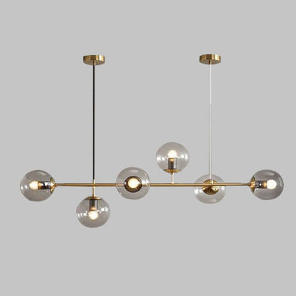 Modern Minimalist Long Glass Round Globe Island Light 6-light Chandelier