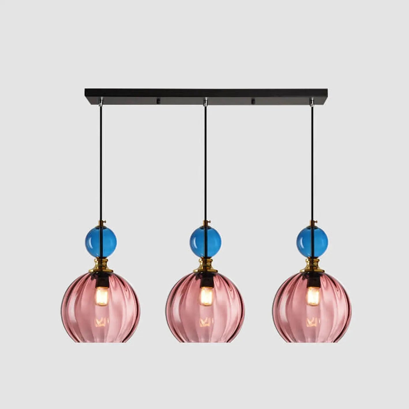 Danish Creative Stripes Glass Round 1/3 Light Chandelier Lumendat