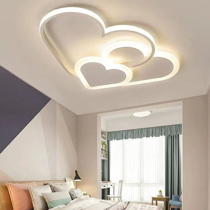 Contemporary Scandinavian Heart Shape Acrylic Metal LED Flush Mount Ceiling Light for Bedroom