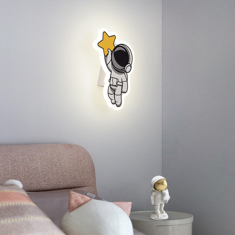 Lumendat Contemporary Creative Acrylic Cartoon Fairy Astronaut Iron LED Kids Wall Sconce Lamp For Bedroom Lumendat