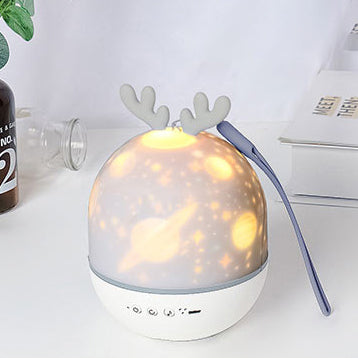 Lumendat Contemporary Creative Kids Projectable Round Rabbit Deer ABS LED Table Lamp For Bedroom Lumendat