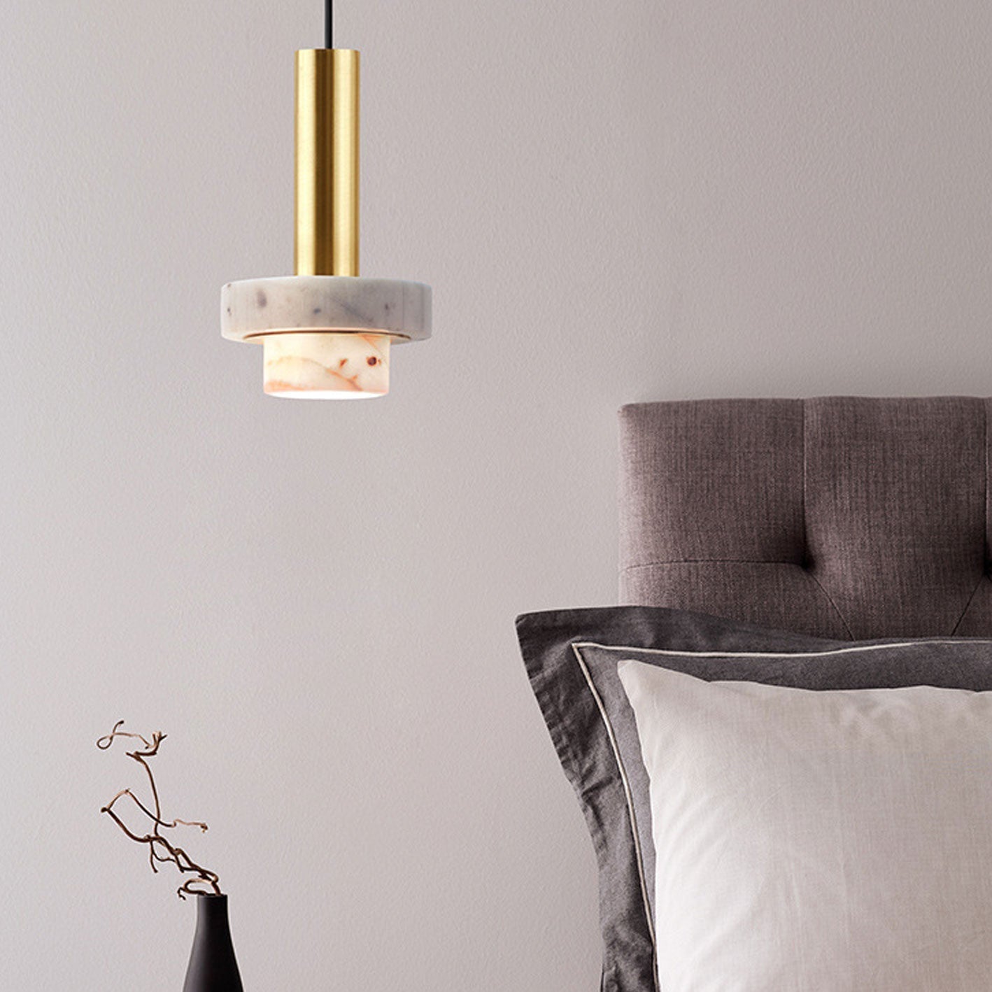 Modern Light Luxury Marble Metal 1-light Pendant Light