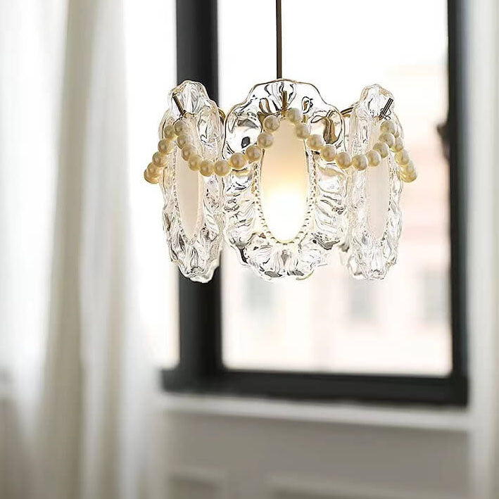 French Light Luxury Hardware Glass 1-Light Pendant Light